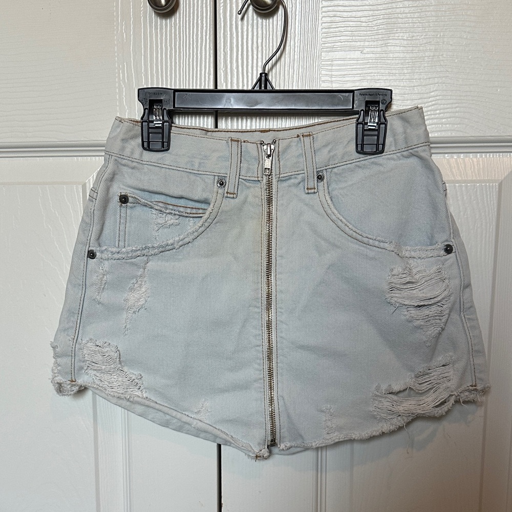 Carmar Light Gray Distressed Mini Skirt